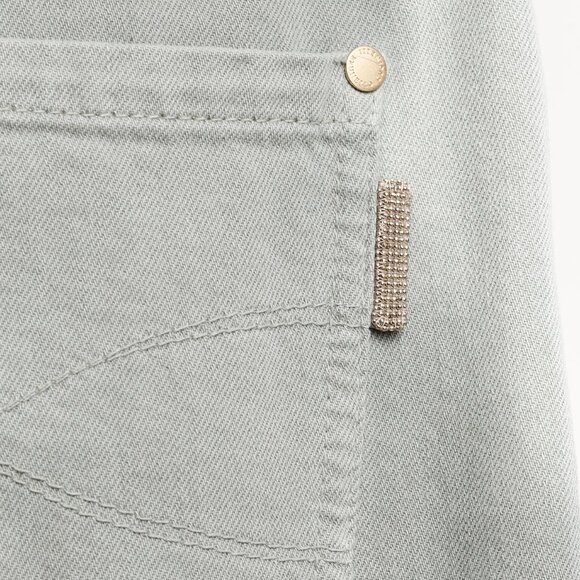 Brunello Cucinelli SS/23 Green Monili-Beaded Mid-Rise Straight Leg Jeans - Picture 11 of 16